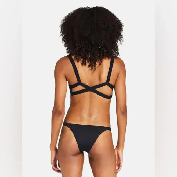 Vitamin A Lennon Bralette Bikini Swim Top in Black Size Small / 6